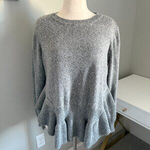 Eloquii  Size 14/16 Gray Cotton Blend Peplum Sweater